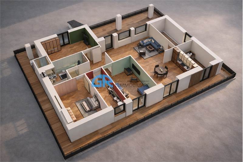 render spaccato ambienti 3D